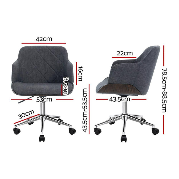 Buy Artiss Wooden Office Chair Fabric Seat Grey discounted | Products On Sale Australia