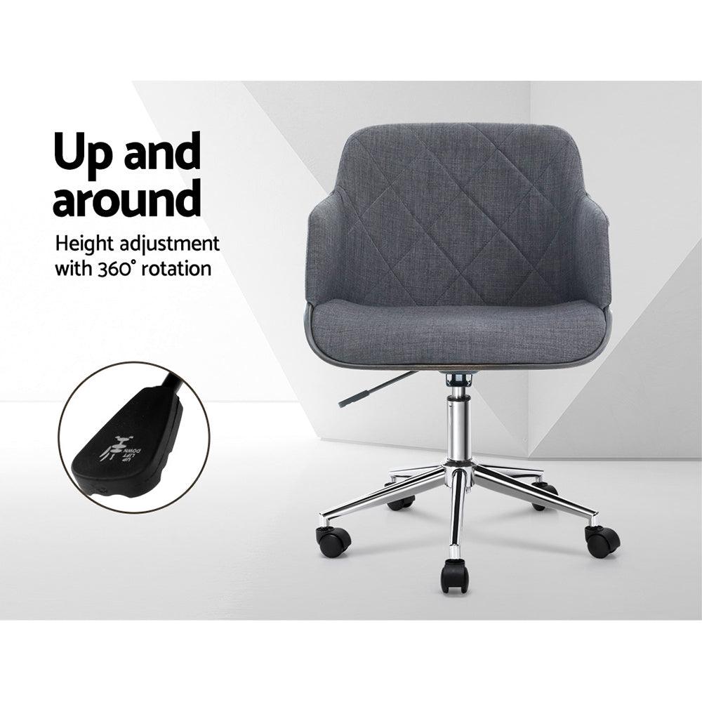 Buy Artiss Wooden Office Chair Fabric Seat Grey discounted | Products On Sale Australia