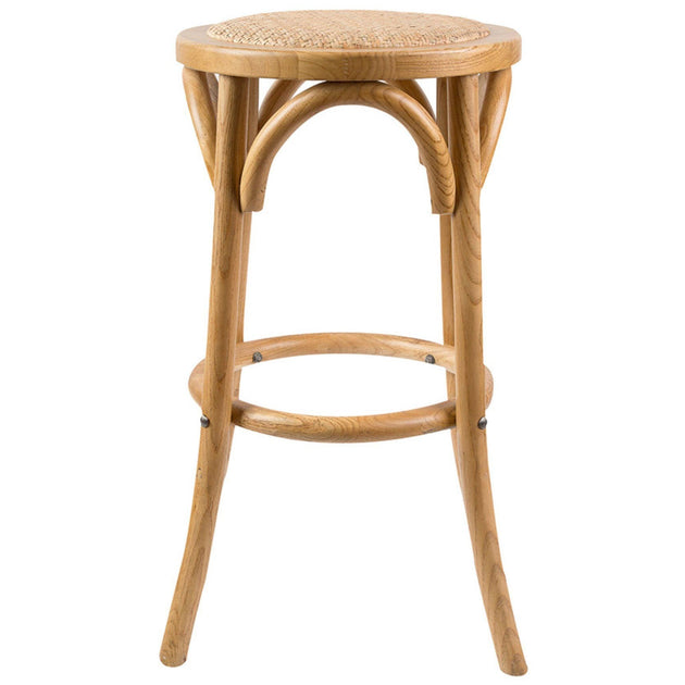 Aster Round Bar Stools Dining Stool Chair Solid Birch Timber Rattan Seat - Oak Products On Sale Australia | Furniture > Bar Stools & Chairs Category