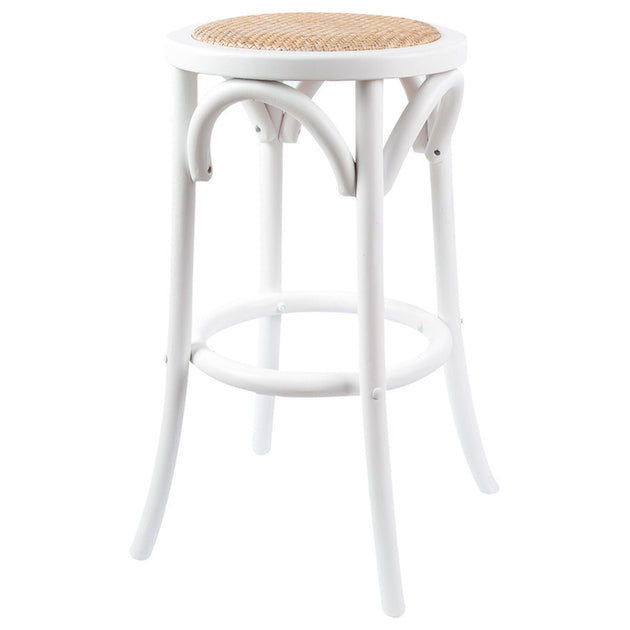Aster Round Bar Stools Dining Stool Chair Solid Birch Timber Rattan Seat White Products On Sale Australia | Furniture > Bar Stools & Chairs Category