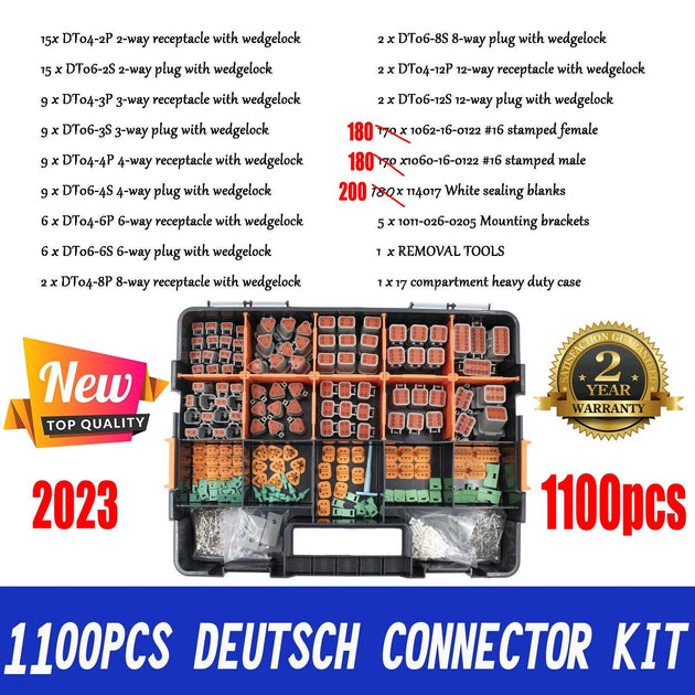 AU 1000 PCS Deutsch DT Connector Kit 14-16AWG Stamped Contacts 1100PCS UPGRADE Products On Sale Australia | Auto Accessories > Auto Accessories Others Category