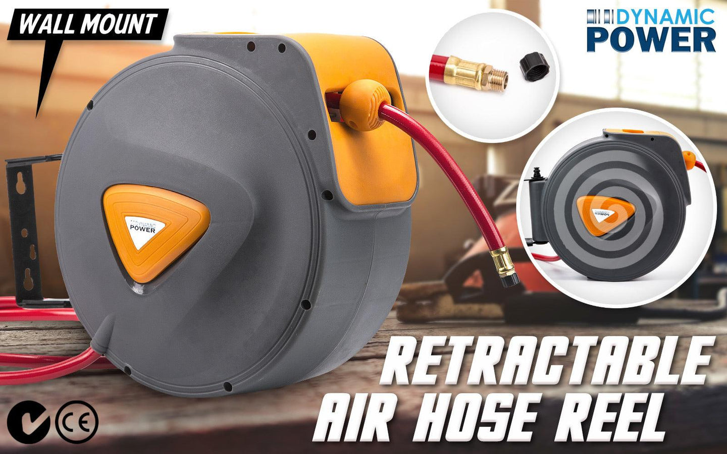 Buy Automotive Air Hose Retractable Reel Wall Mounted 30m discounted | Products On Sale Australia