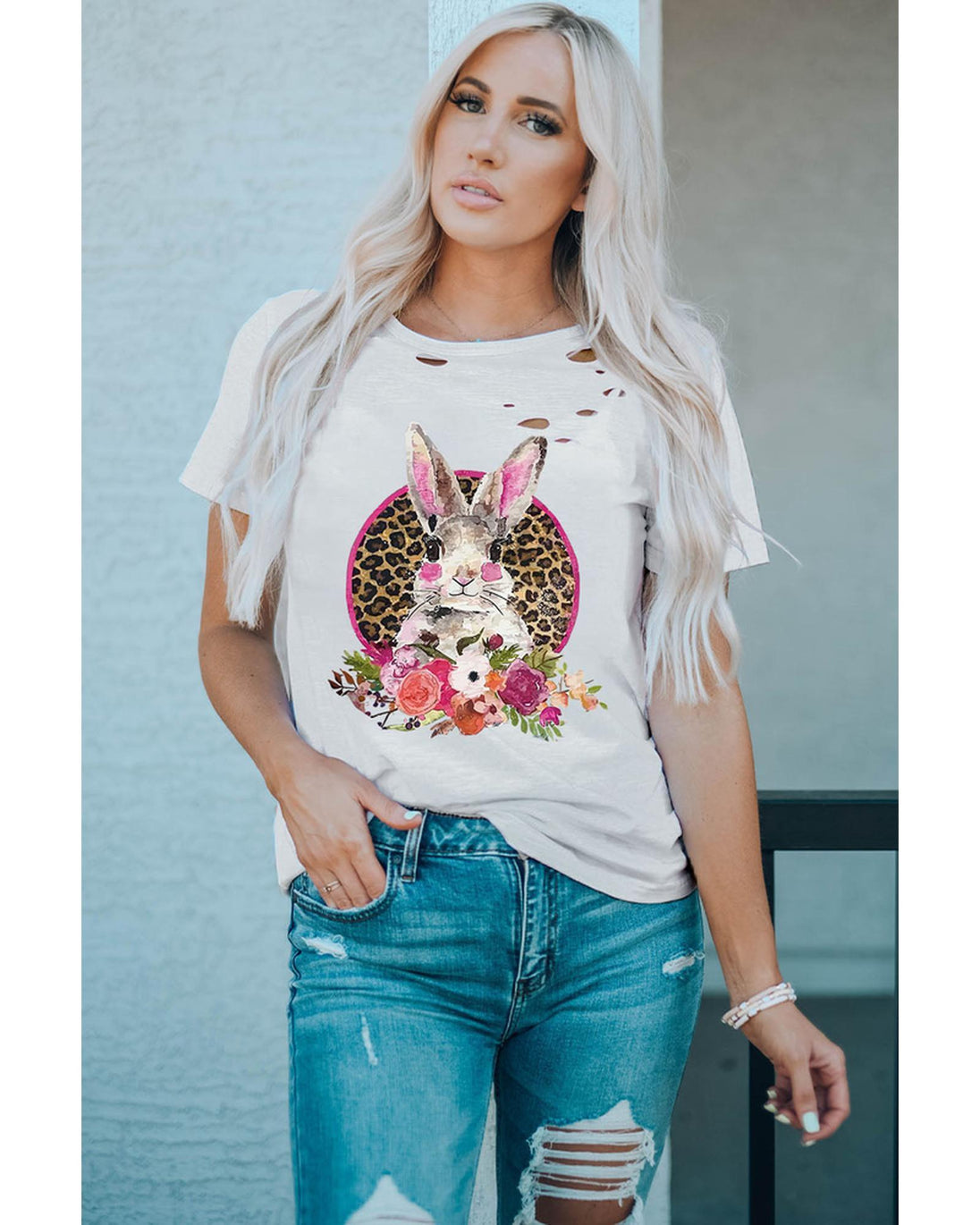 Buy Azura Exchange Distressed Bunny T Shirt - M discounted | Products On Sale Australia