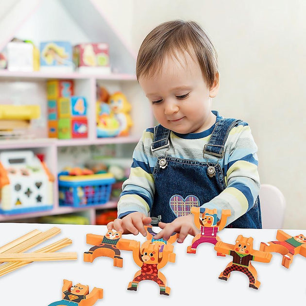 Buy Balancing Stacking Blocks Educational Balance Wooden Acrobatic Toys Game discounted | Products On Sale Australia