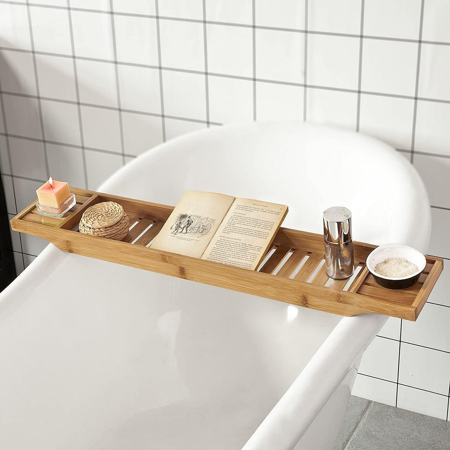 Buy Bamboo Bath Caddy, Tray,Organiser Natural discounted | Products On Sale Australia