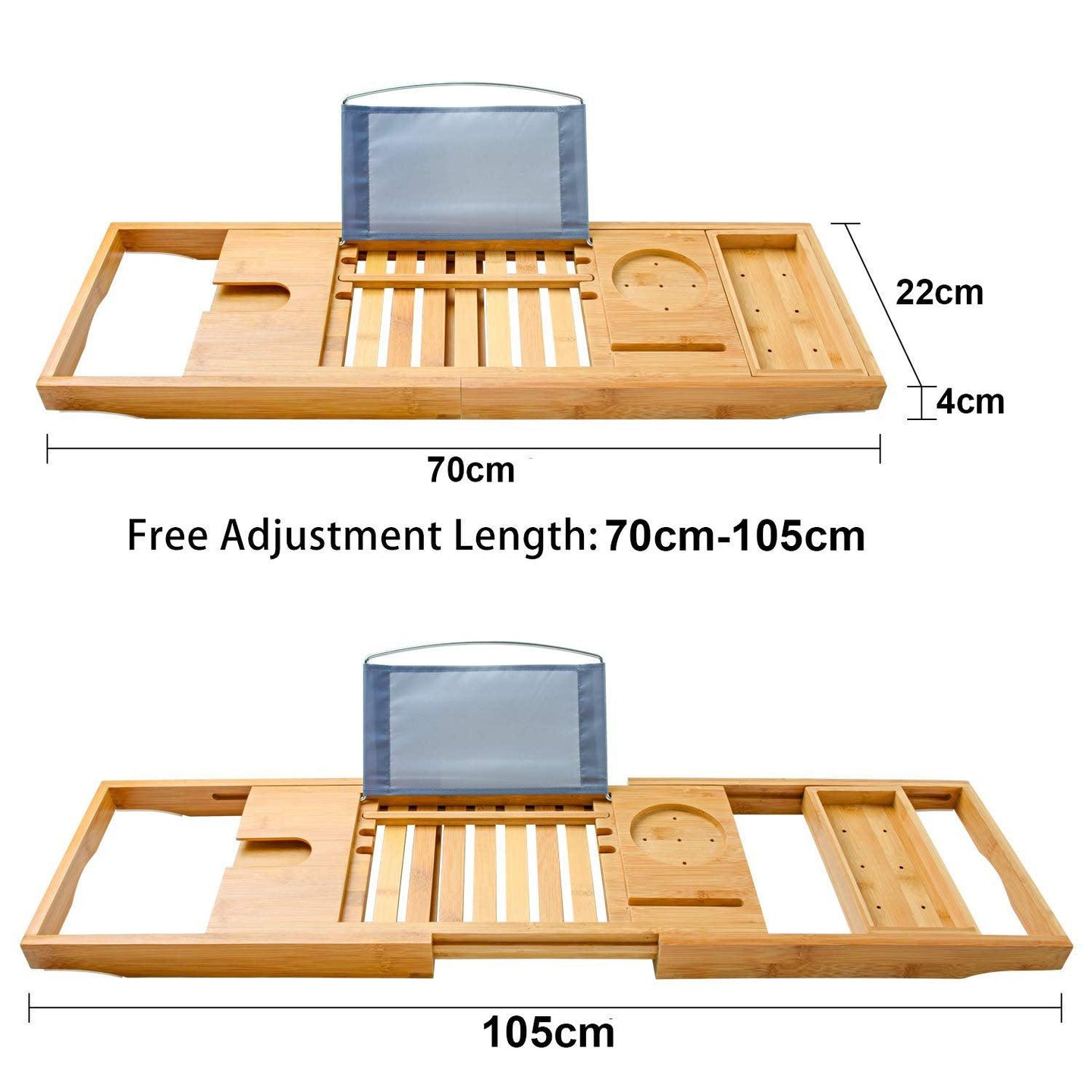 Buy Bamboo Bathtub Bath tub Tray Table Caddy Tray Cellphone,Book,Tray Wineglass Holder discounted | Products On Sale Australia