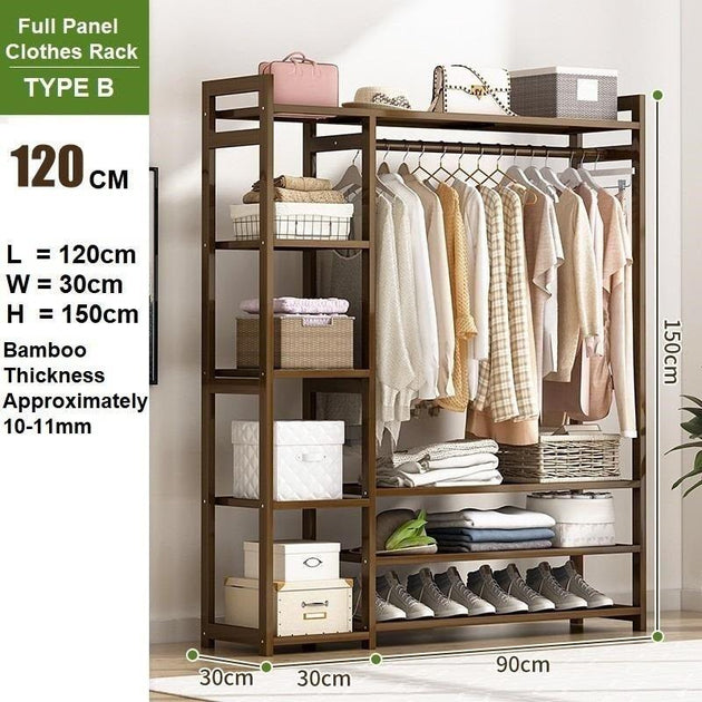 Bamboo Clothes Rack Garment Closet Storage Organizer Hanging Rail Shelf Dress room 120CM Products On Sale Australia | Furniture > Living Room Category