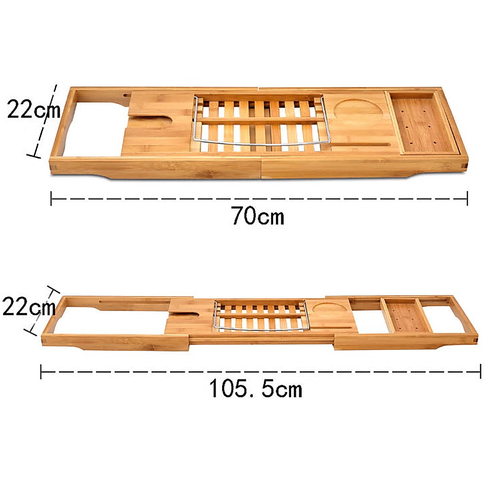 Buy Bathroom Bamboo Bath Caddy Wine Glass Holder Table Tray Bathtub Rack Soap Shelf discounted | Products On Sale Australia