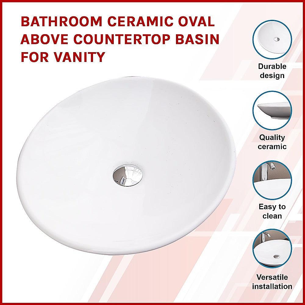 Buy Bathroom Ceramic Oval Above Countertop Basin for Vanity discounted | Products On Sale Australia