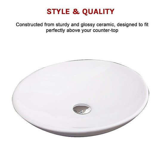 Buy Bathroom Ceramic Oval Above Countertop Basin for Vanity discounted | Products On Sale Australia