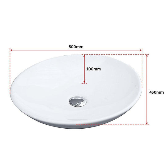 Buy Bathroom Ceramic Oval Above Countertop Basin for Vanity discounted | Products On Sale Australia