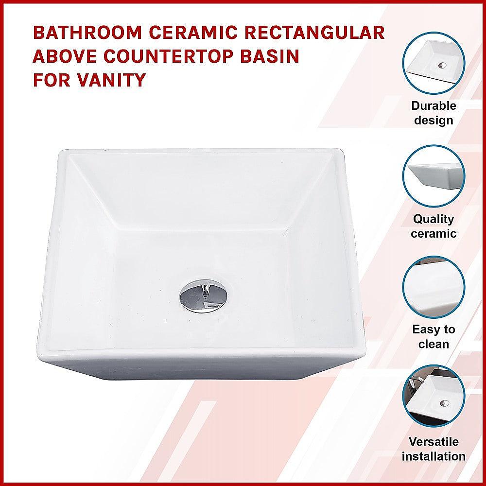 Buy Bathroom Ceramic Rectangular Above Countertop Basin for Vanity discounted | Products On Sale Australia