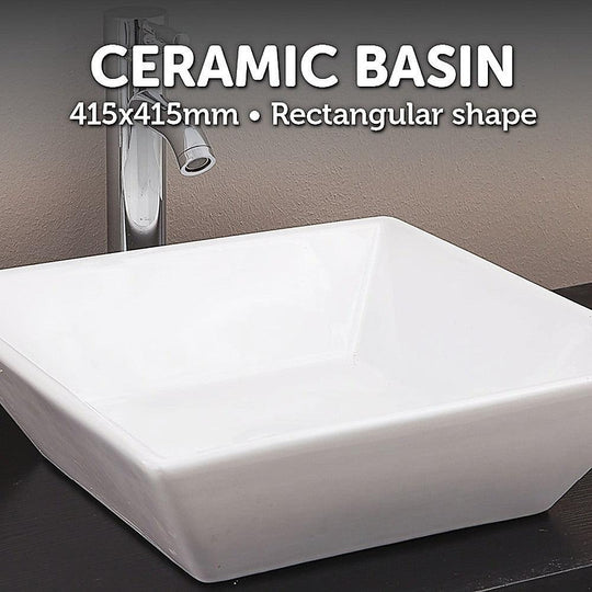 Buy Bathroom Ceramic Rectangular Above Countertop Basin for Vanity discounted | Products On Sale Australia