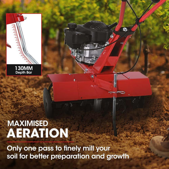 Buy Baumr-AG 150CC Garden Tiller Cultivator Petrol Rototiller 4-Stroke Soil Power Rotary Hoe discounted | Products On Sale Australia