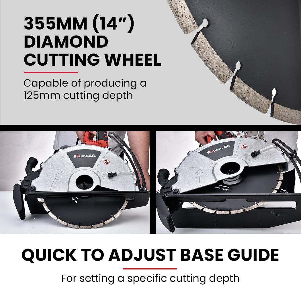 Buy BAUMR-AG 2400W Electric Concrete Saw 355mm Demolition Cutter Wet Dry Demo Tool Circular Cutting discounted | Products On Sale Australia