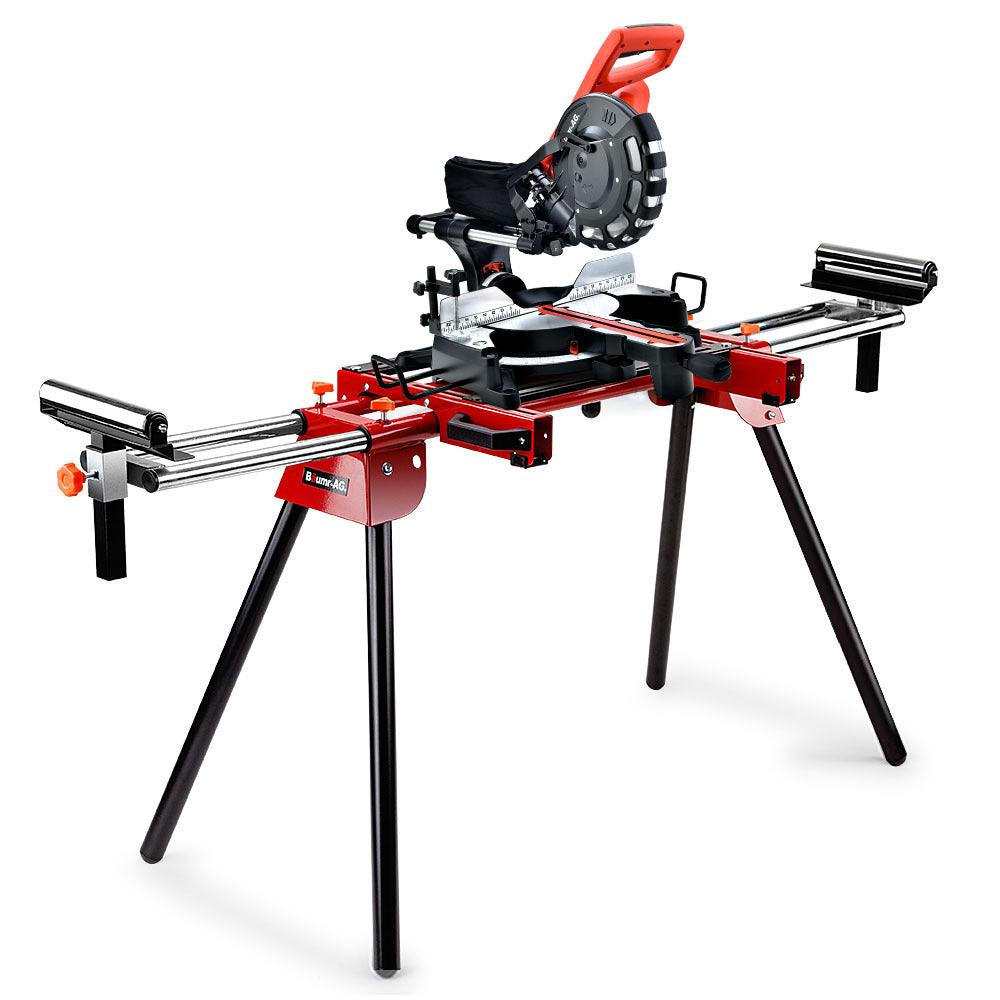 Buy BAUMR-AG 254mm Sliding Compound dual Mitre Drop Saw and Adjustable Stand Combo discounted | Products On Sale Australia