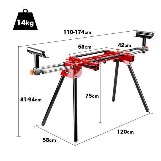 Buy BAUMR-AG 254mm Sliding Compound dual Mitre Drop Saw and Adjustable Stand Combo discounted | Products On Sale Australia