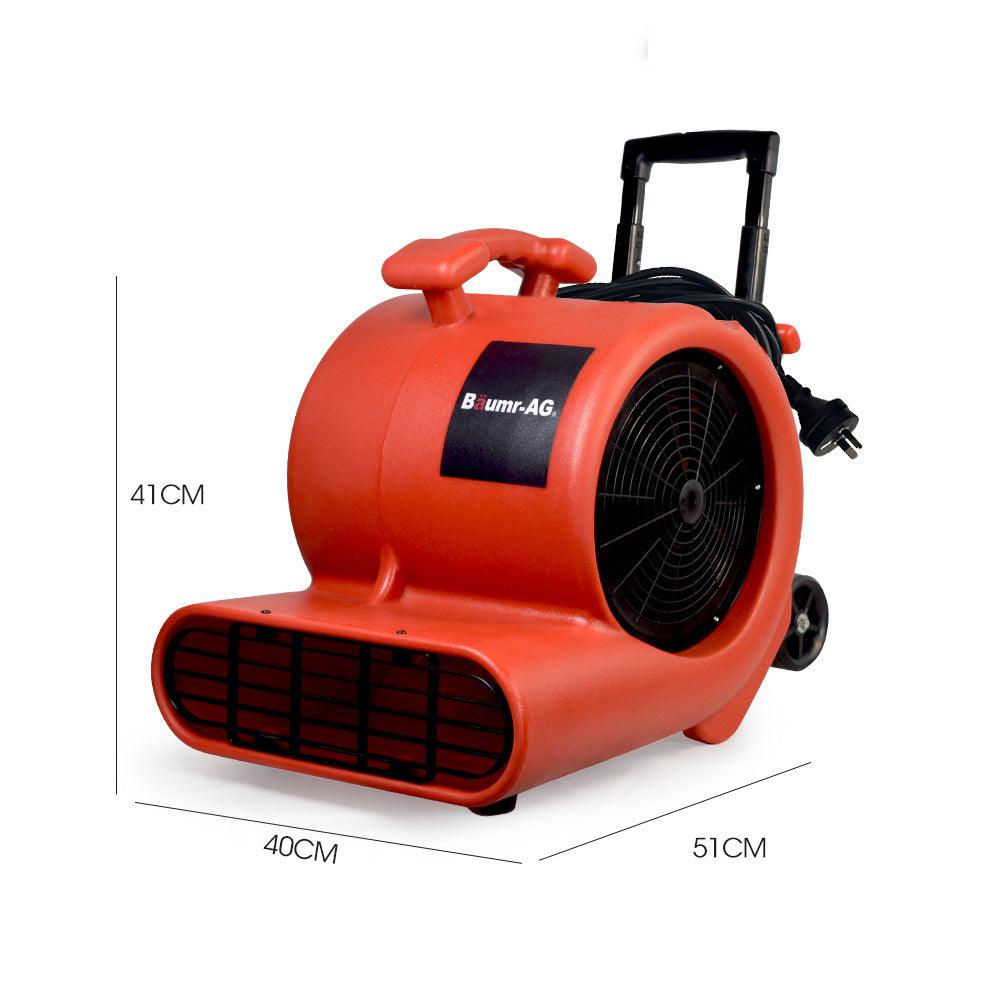 Buy Baumr-AG 3-Speed Carpet Dryer Air Mover Blower Fan, 1400CFM, Sealed Copper Motor, Poly Housing, Telesscopic Handle and Wheels discounted | Products On Sale Australia