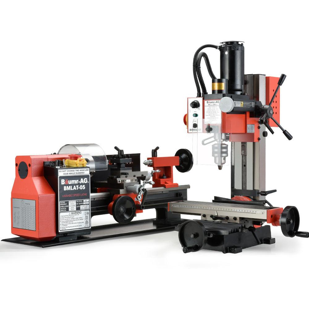 Buy BAUMR-AG 400W Mini Metal Lathe and 350W Mill Drill Press Machine Combo discounted | Products On Sale Australia