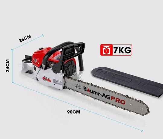 Buy Baumr-AG 62CC Petrol Commercial Chainsaw 20 Bar E-Start Pruning Chain Saw discounted | Products On Sale Australia