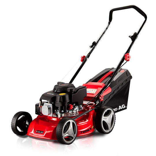 Buy Baumr-AG Lawn Mower 139CC 17 Petrol Push Lawnmower 4-Stroke Engine Catch discounted | Products On Sale Australia