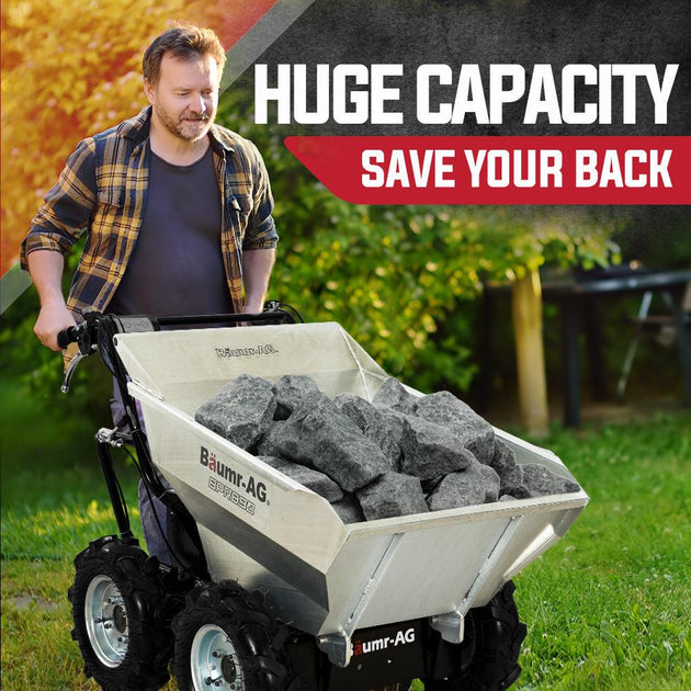 Buy BAUMR-AG Mini Dumper Power Wheel Barrow Tracked Motorised Petrol Powered Wheelbarrow discounted | Products On Sale Australia