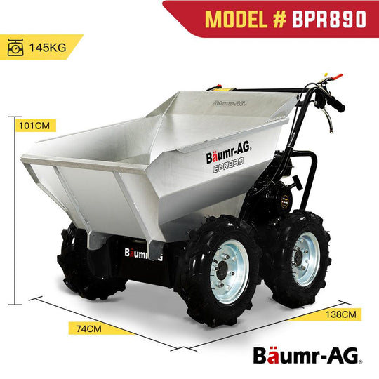 Buy BAUMR-AG Mini Dumper Power Wheel Barrow Tracked Motorised Petrol Powered Wheelbarrow discounted | Products On Sale Australia