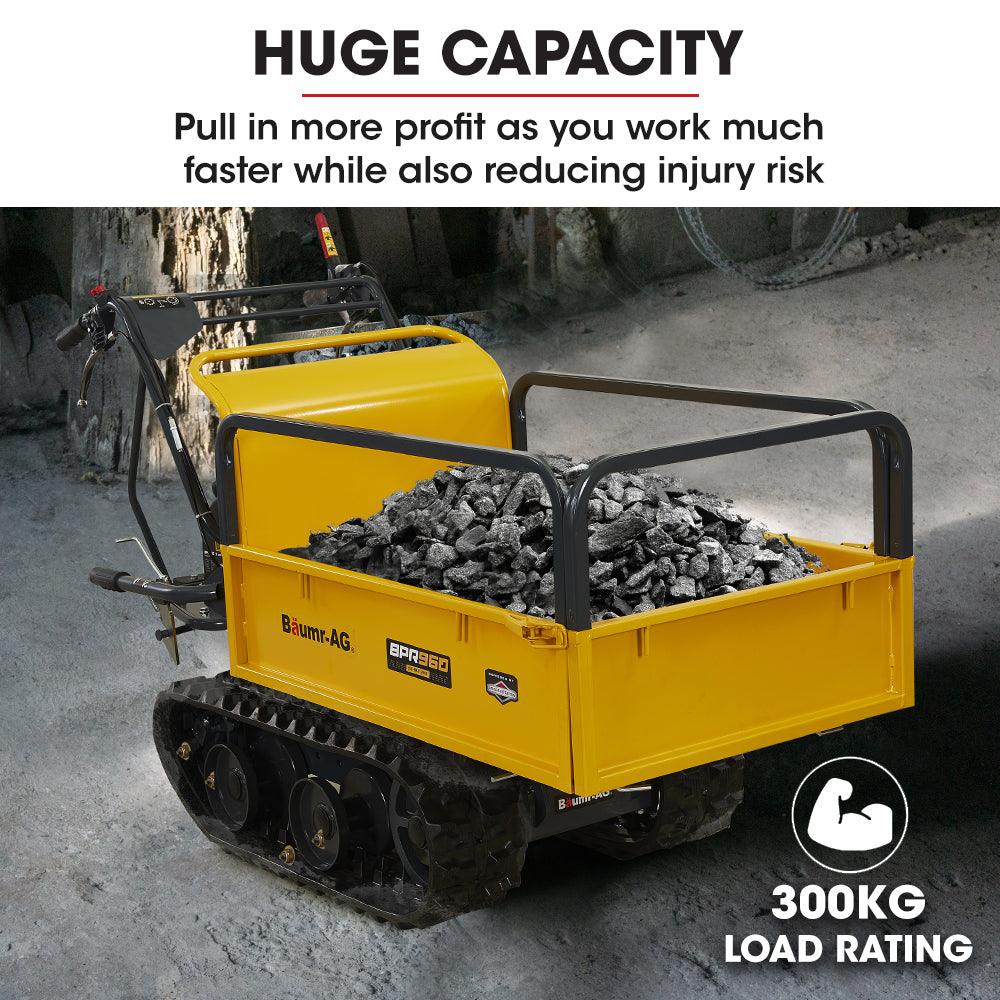 Buy Baumr-AG Motorised Tracked Wheelbarrow Dumper, Briggs & Stratton CR950 Petrol Engine, 300kg Capacity discounted | Products On Sale Australia