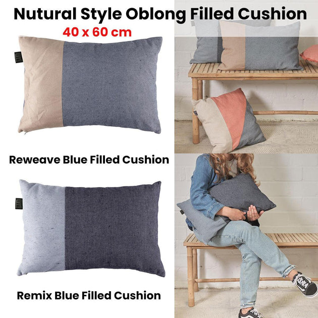 Bedding House Reweave Blue Filled Cushion 40cm x 60cm Products On Sale Australia | Home & Garden > Bedding Category