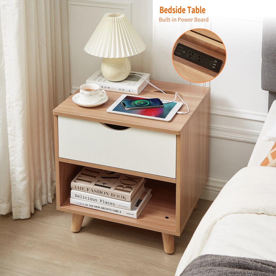 Buy Bedside Table with Powerboard & USB Ports discounted | Products On Sale Australia