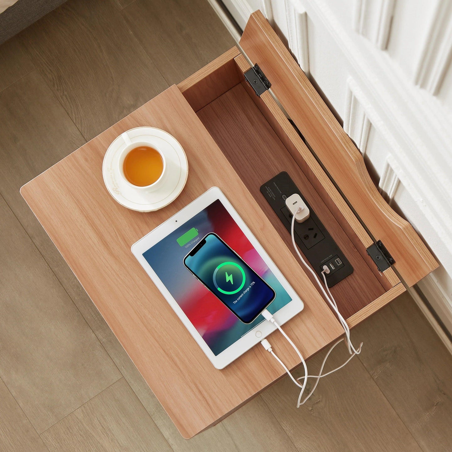 Buy Bedside Table with Powerboard & USB Ports discounted | Products On Sale Australia