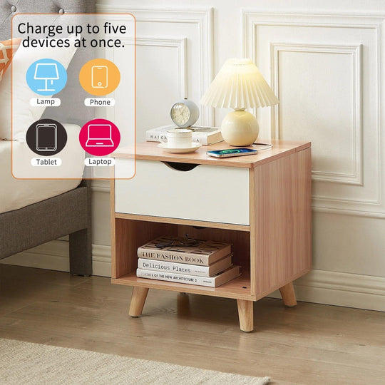 Buy Bedside Table with Powerboard & USB Ports discounted | Products On Sale Australia