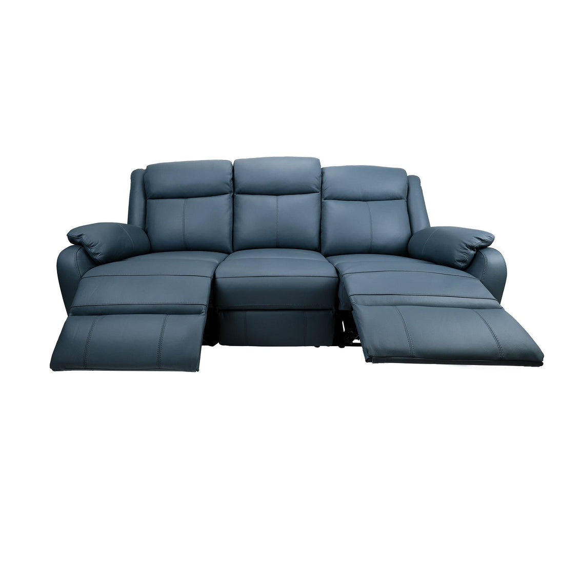 Buy Bella 3+1+1 Seater Electric Recliner Genuine Leather Upholstered Lounge - Blue discounted | Products On Sale Australia