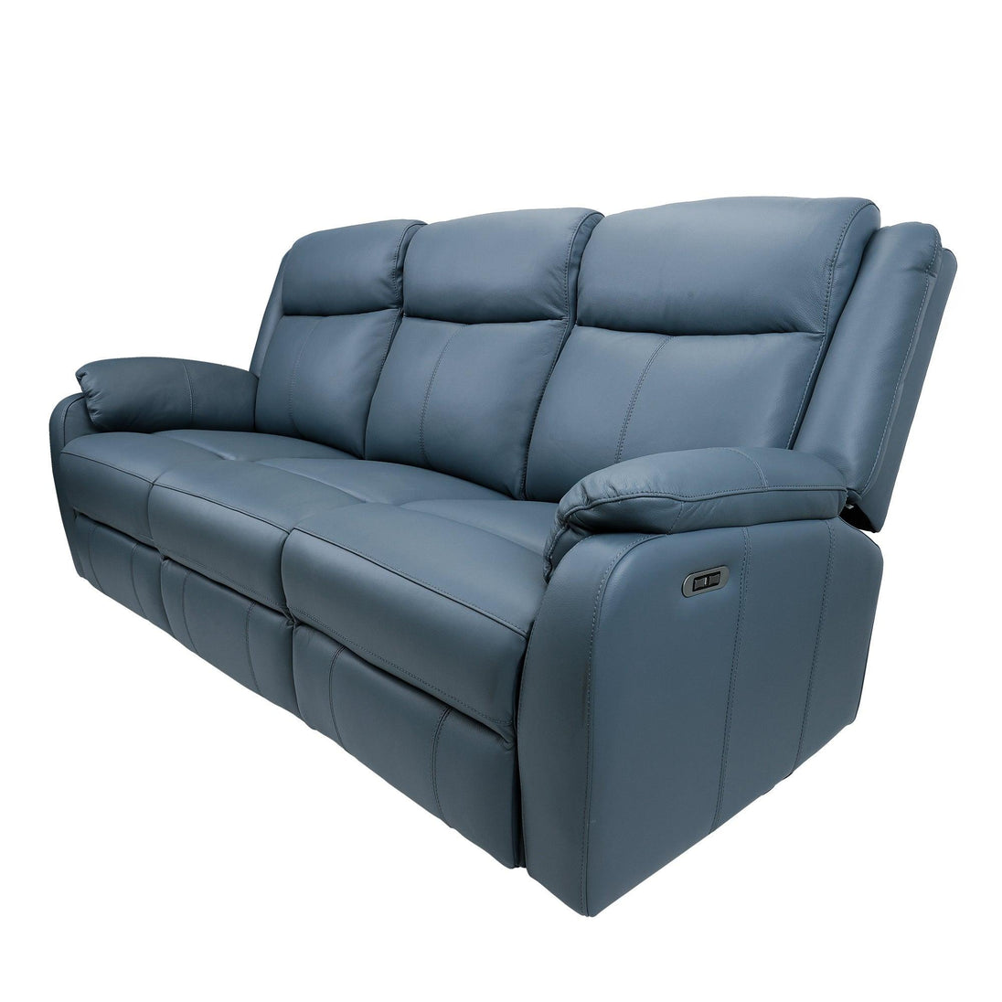 Buy Bella 3+1+1 Seater Electric Recliner Genuine Leather Upholstered Lounge - Blue discounted | Products On Sale Australia