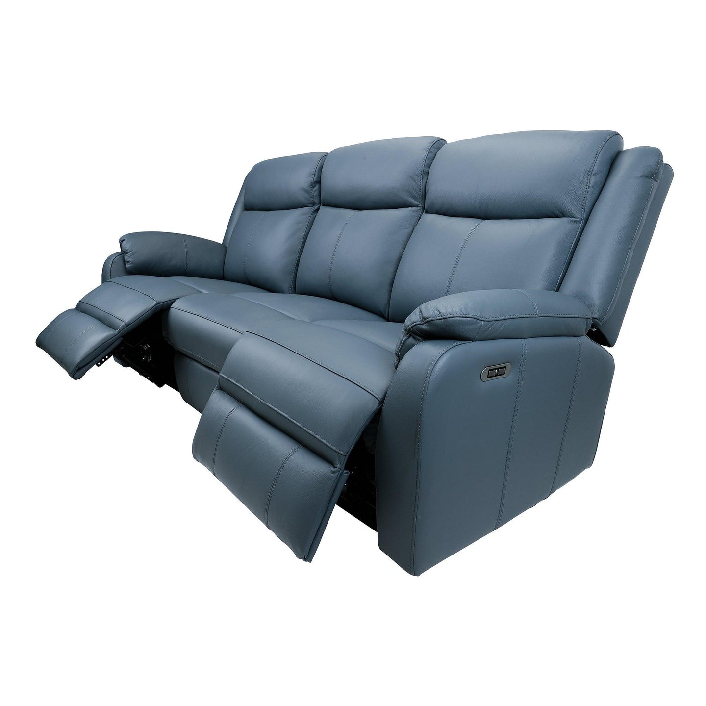 Buy Bella 3+1+1 Seater Electric Recliner Genuine Leather Upholstered Lounge - Blue discounted | Products On Sale Australia