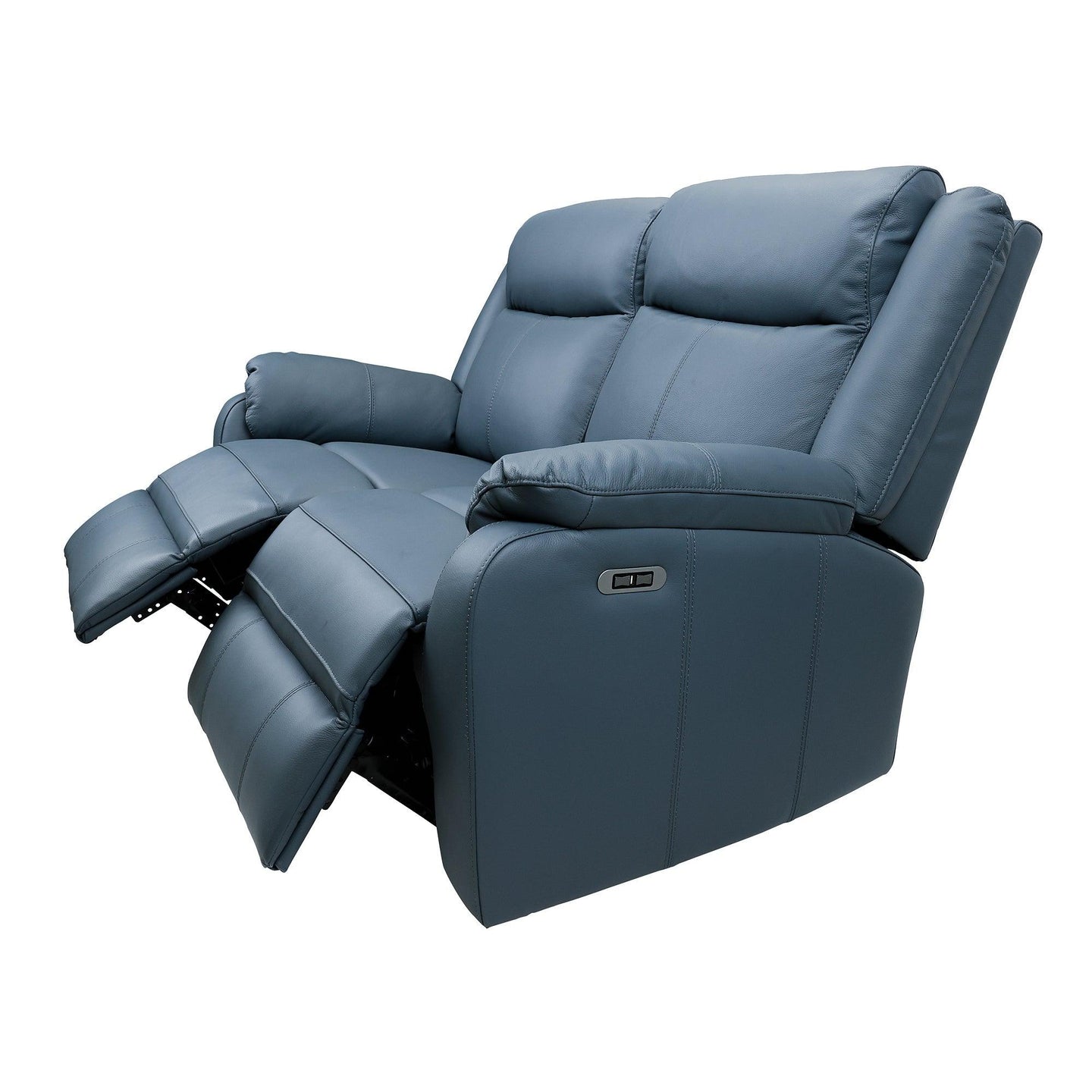 Buy Bella 3+2+1 Seater Electric Recliner Genuine Leather Upholstered Lounge - Blue discounted | Products On Sale Australia