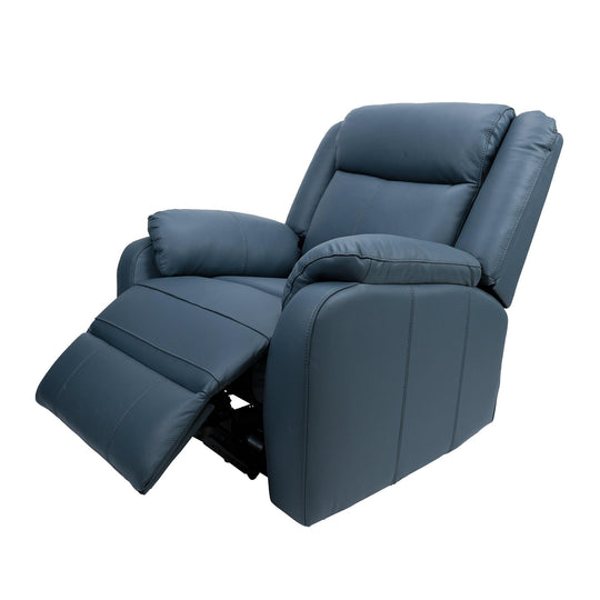 Buy Bella 3+2+1 Seater Electric Recliner Genuine Leather Upholstered Lounge - Blue discounted | Products On Sale Australia