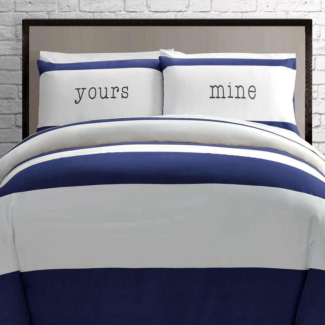 Buy Big Sleep Yours Mine Navy Quilt Cover Set Double discounted | Products On Sale Australia