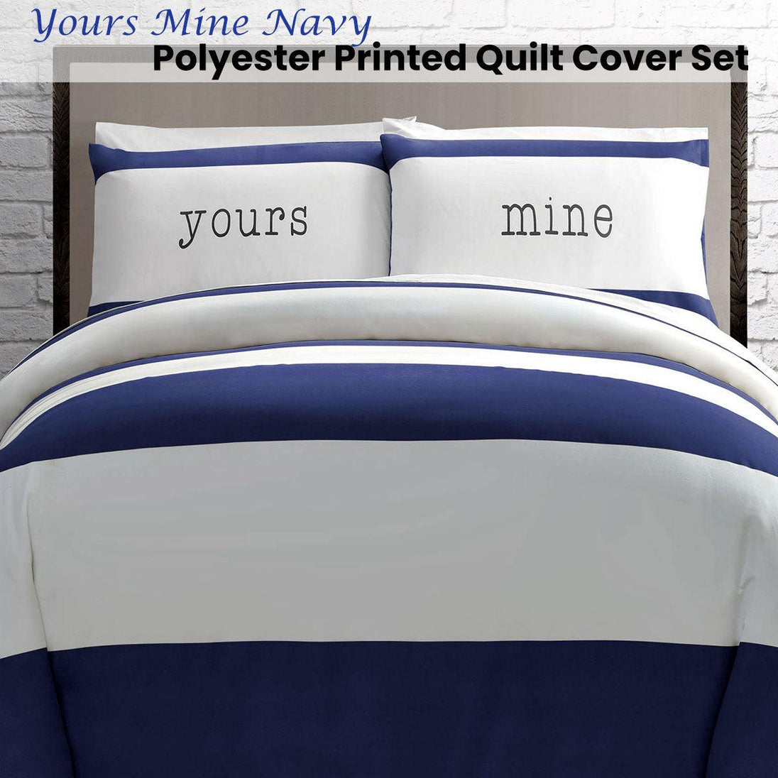 Buy Big Sleep Yours Mine Navy Quilt Cover Set Double discounted | Products On Sale Australia