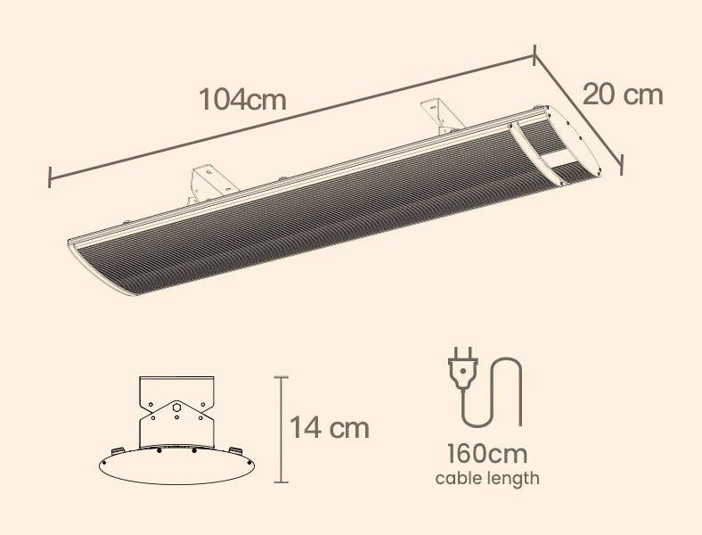 Buy BIO Electric Outdoor Strip Heater Patio Radiant Panel Bar Wall Ceiling 2 X 2000W discounted | Products On Sale Australia