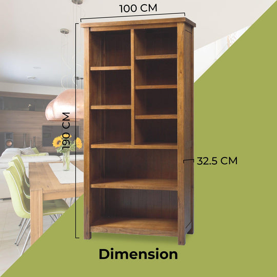 Buy Birdsville Bookshelf Bookcase Display Unit Solid Mt Ash Timber Wood - Brown discounted | Products On Sale Australia