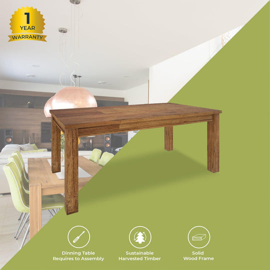 Buy Birdsville Dining Table 190cm Solid Mt Ash Wood Home Dinner Furniture - Brown discounted | Products On Sale Australia