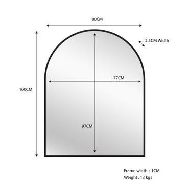 Buy Black Metal Arch Mirror - Small 80cm x 100cm discounted | Products On Sale Australia