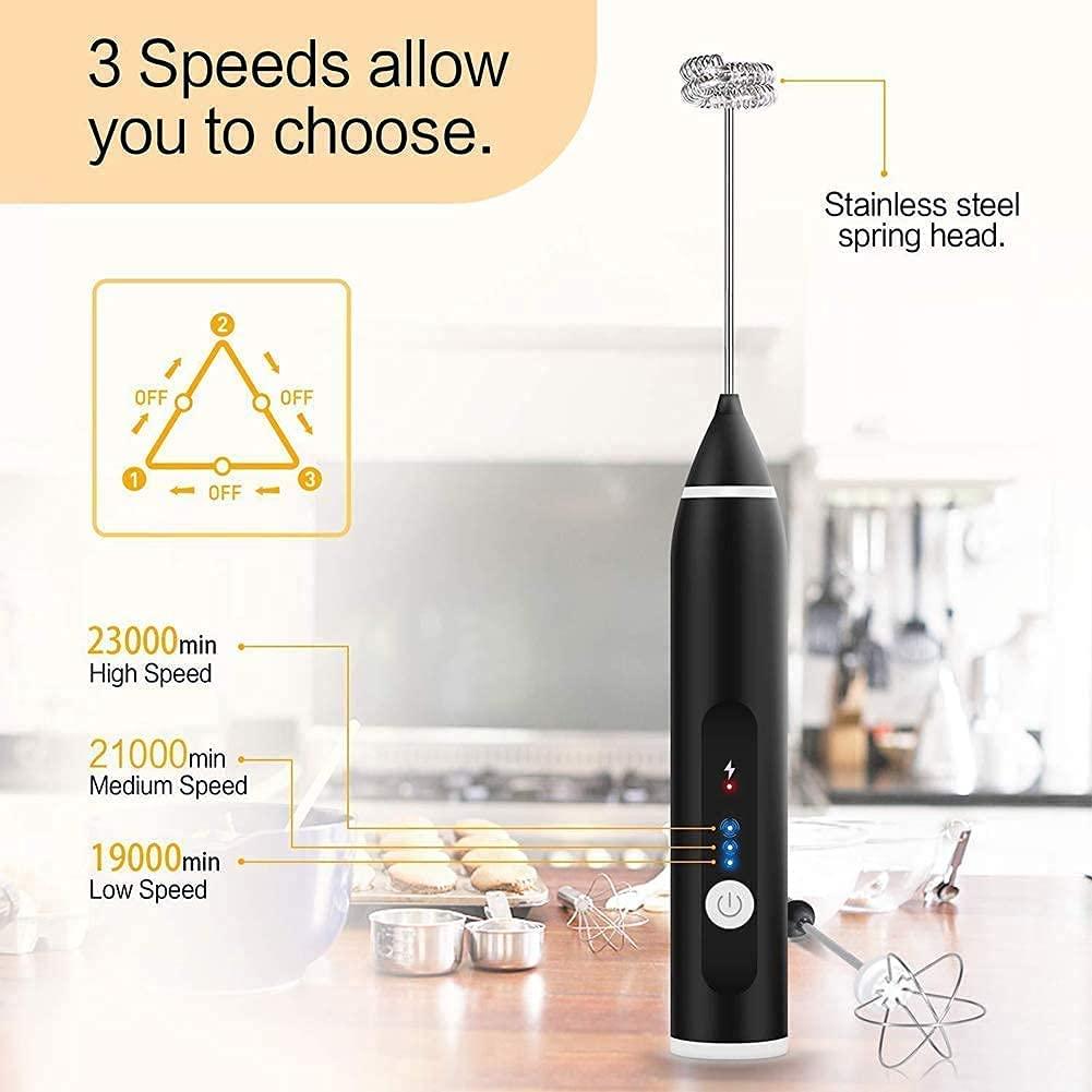 Buy Black Rechargeable Electric Milk Frother Handheld (3 Speeds) discounted | Products On Sale Australia