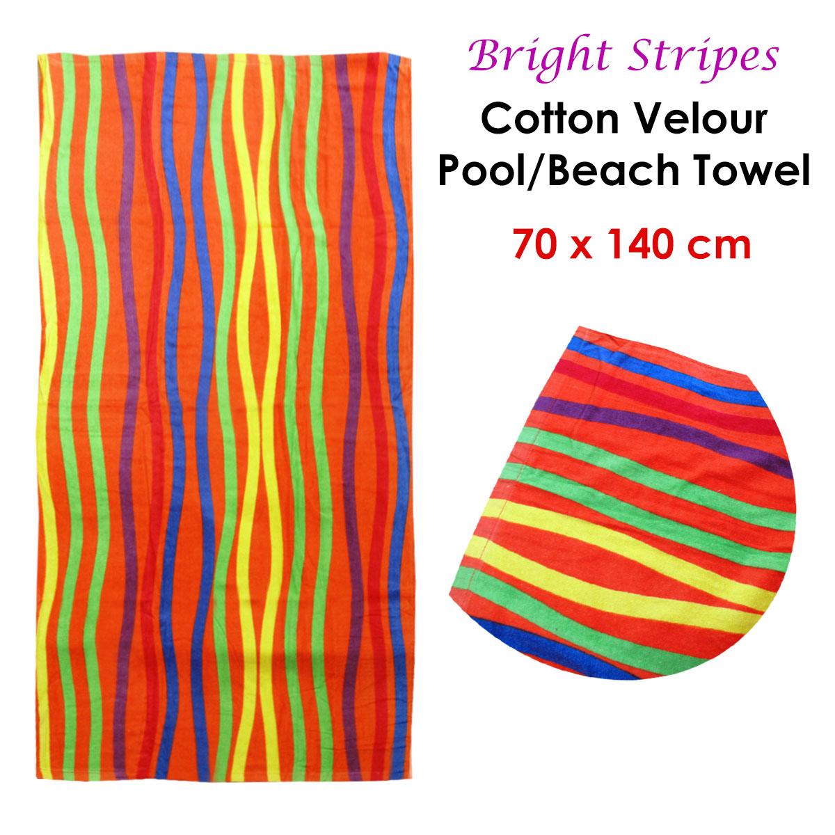 Buy Bright Stripes Cotton Velour Printed Beach Towel discounted | Products On Sale Australia