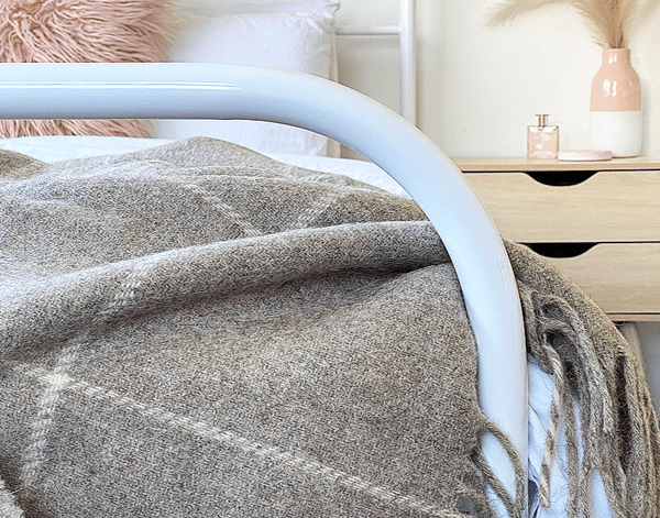 Buy Brighton Throw - 100% NZ Wool - Beige Striped discounted | Products On Sale Australia