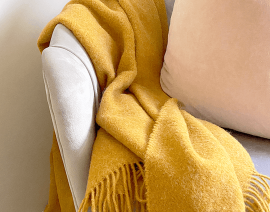 Buy Brighton Throw - 100% NZ Wool - Mustard discounted | Products On Sale Australia