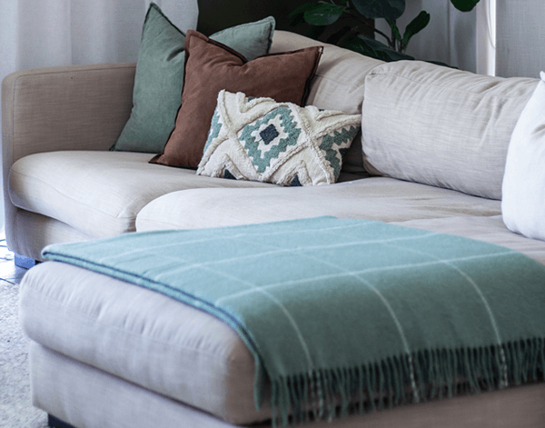 Buy Brighton Throw - 100% NZ Wool - Sage Striped discounted | Products On Sale Australia