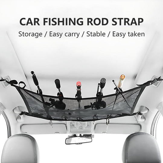 Buy Car Fishing Rod Strap Vehicle Rod Carrier Storage Net Fishing Pole Holder SUV-2PCS Black Fishing Strap +Storage Bag discounted | Products On Sale Australia