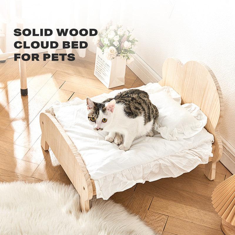 Buy Cat Dog Wooden Bed Pet Sofa for Small Pet Wood Frame Beds With Bedding discounted | Products On Sale Australia